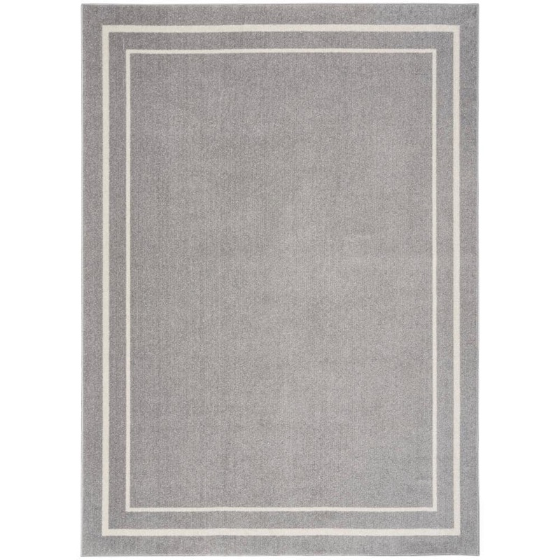 Nourison Essentials Grey/Ivory 4 ft. x 6 ft. Solid Contemporary Indoor/Outdoor Area Rug 147660
