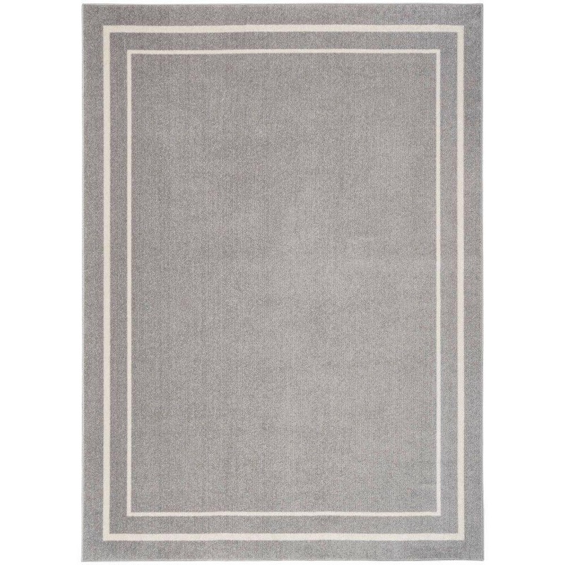 Nourison Essentials Grey/Ivory 5 ft. x 7 ft. Solid Contemporary Indoor/Outdoor Area Rug 147844