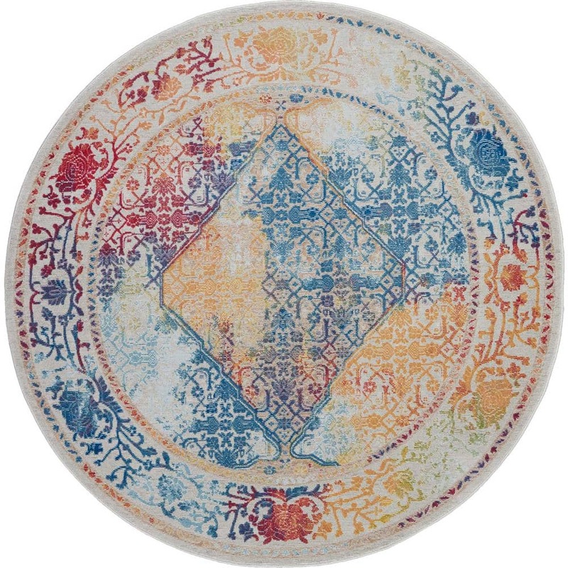 Nourison Global Vintage Ivory/Multicolor 6 ft. x 6 ft. Oriental Vintage Round Area Rug 458315