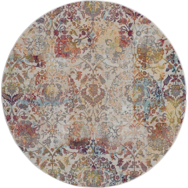 Nourison Global Vintage Ivory/Orange 6 ft. x 6 ft. Oriental Transitional Round Area Rug 458704