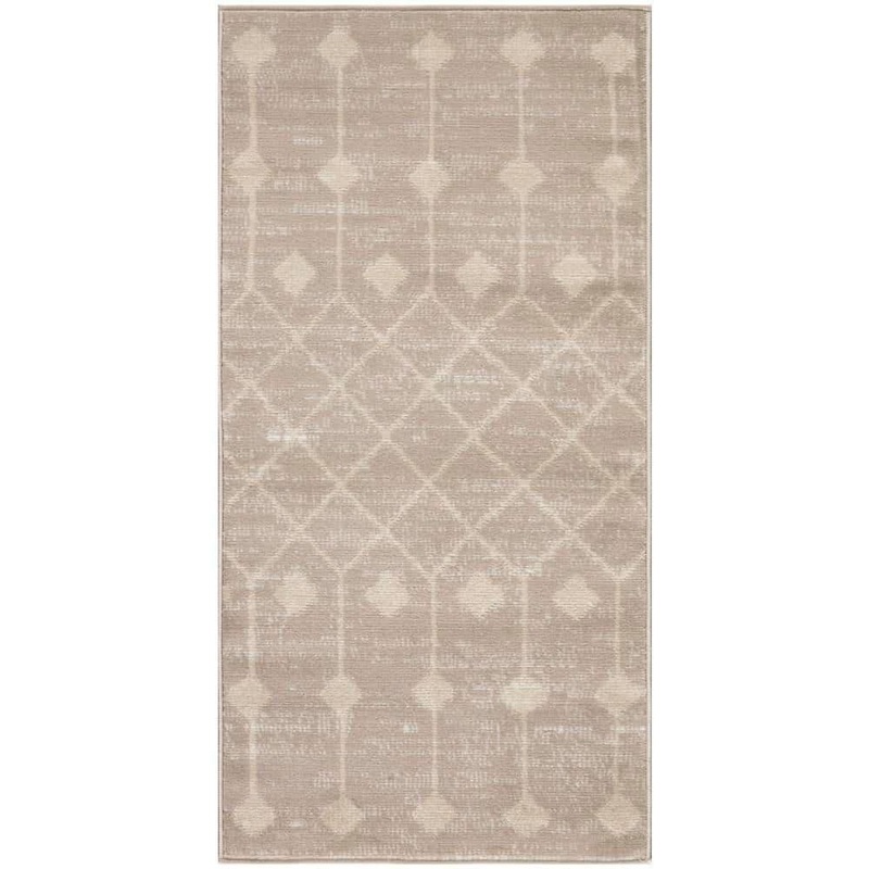 Nourison Grafix Beige doormat 2 ft. x 4 ft. Trellis Transitional Area Rug 935939