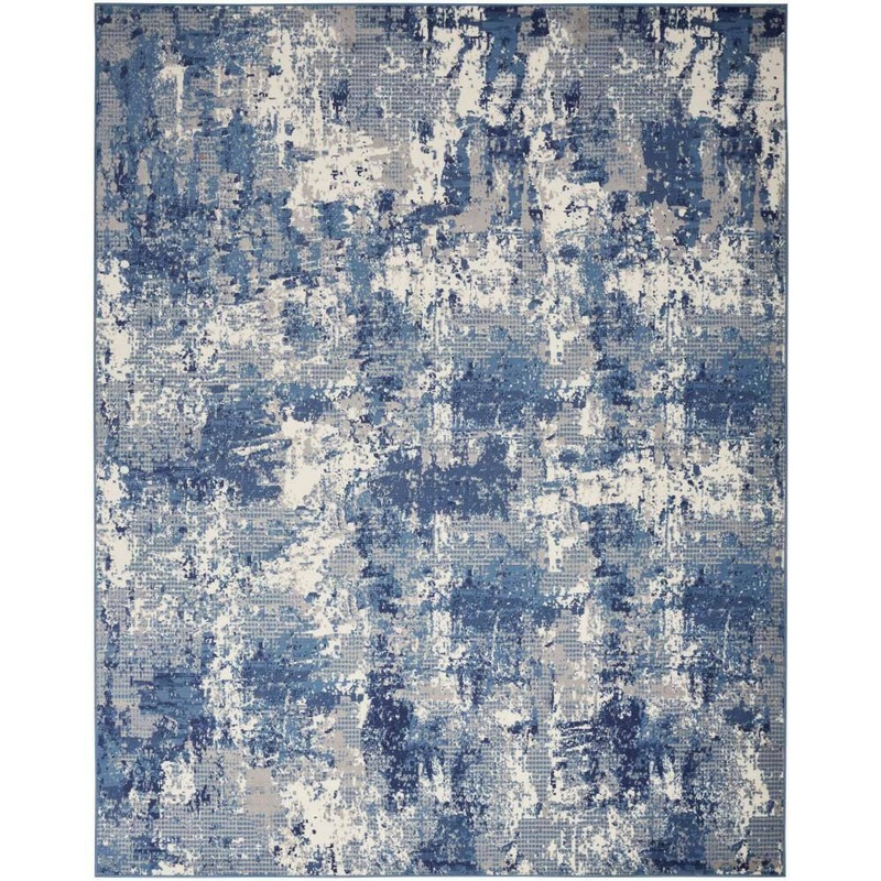 Nourison Grafix Navy Blue 8 ft. x 10 ft. Abstract Contemporary Area Rug 906984
