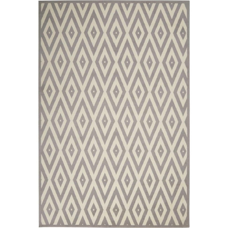 Nourison Grafix White/Grey 6 ft. x 9 ft. Persian Geometric Contemporary Area Rug 719553