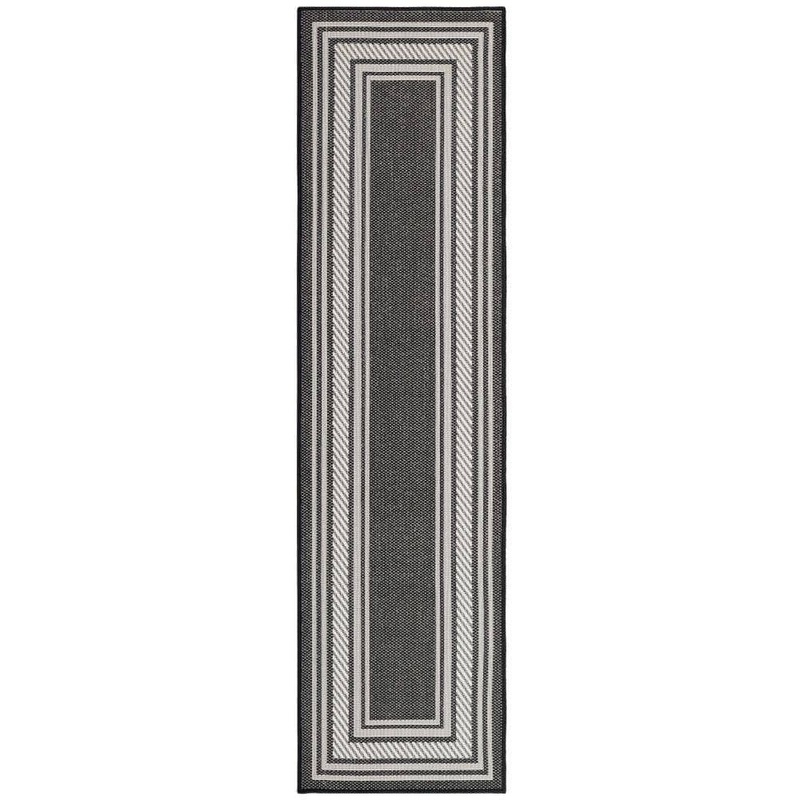 Nourison Horizon Black 2 ft. x 8 ft. Indoor/Outdoor Bordered Contemporary Runner Area Rug 128107