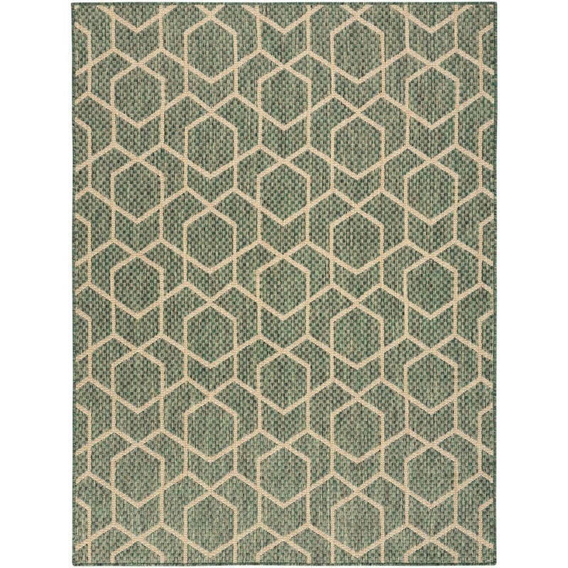 Nourison Horizon Green 6 ft. x 9 ft. Indoor/Outdoor All-Over design Contemporary Area Rug 126448
