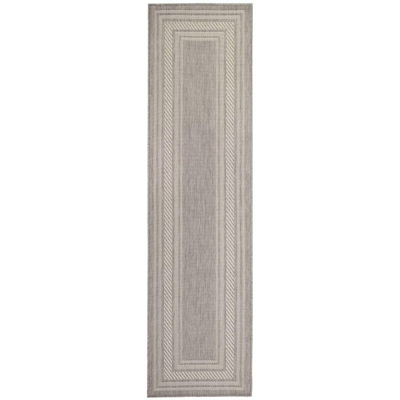 Nourison Horizon Grey 2 ft. x 6 ft. Indoor/Outdoor Bordered Contemporary Runner Area Rug 128275