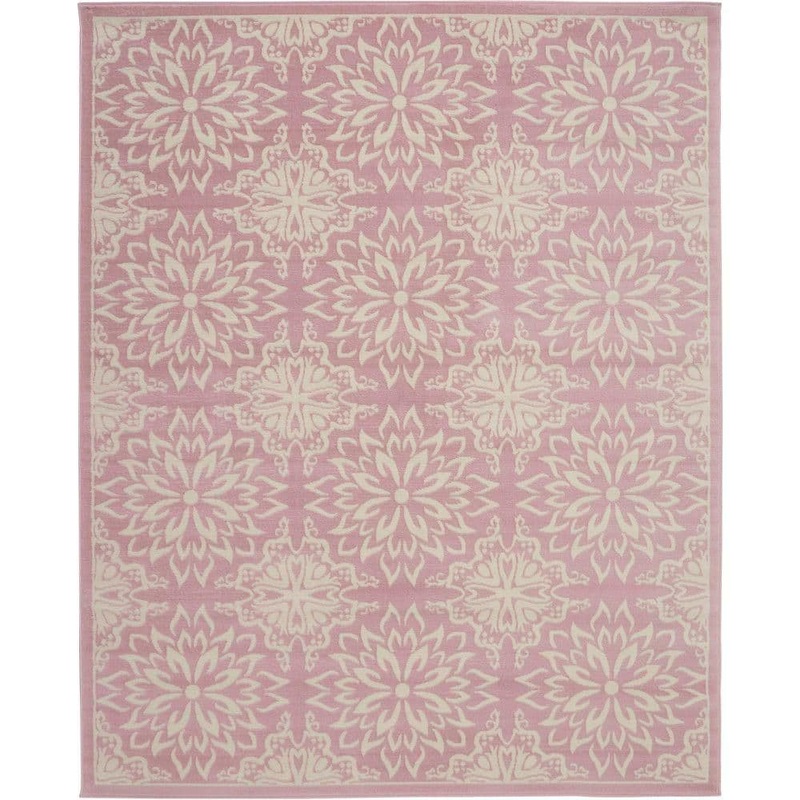 Nourison Jubilant Ivory/Pink 8 ft. x 10 ft. Moroccan Farmhouse Area Rug 478573