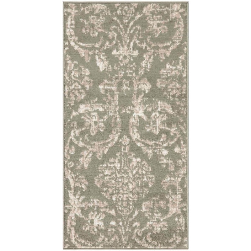 Nourison Jubilant Olive doormat 2 ft. x 4 ft. Damask Transitional Area Rug 935410