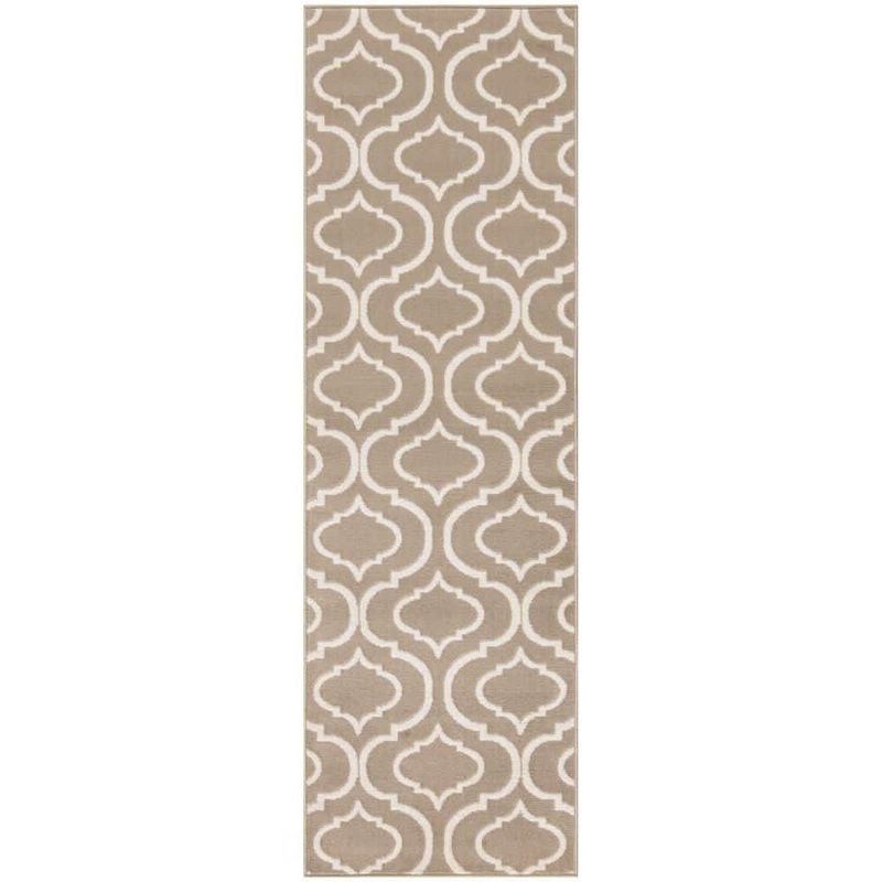 Nourison Jubilant Taupe 2 ft. x 7 ft. Trellis Transitional Runner Area Rug 935588