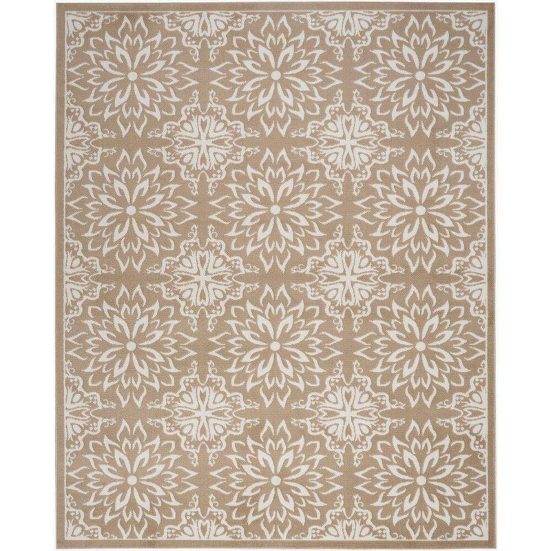 Nourison Jubilant Taupe 7 ft. x 10 ft. Floral Transitional Area Rug 975591