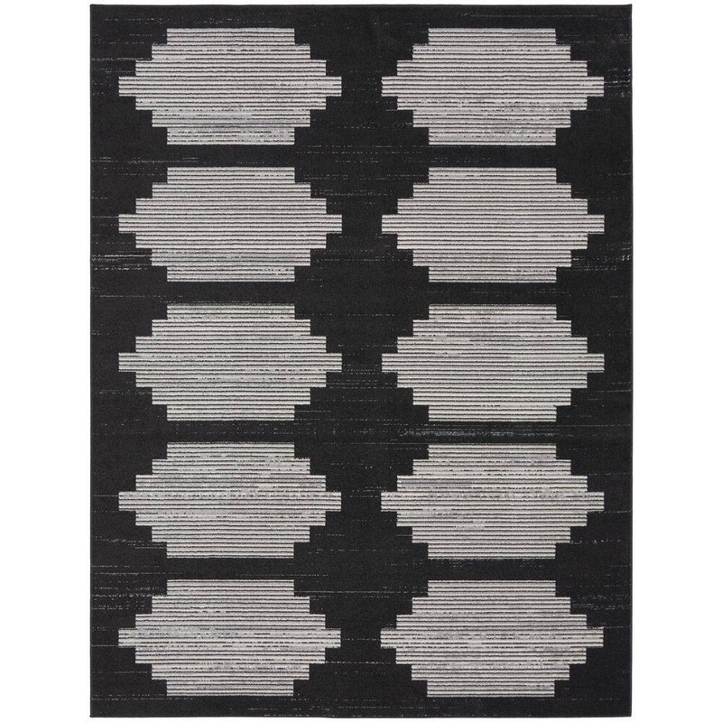 Nourison Modern Passion Blk/Grey 8 ft. x 10 ft. Geometric Contemporary Area Rug 106940