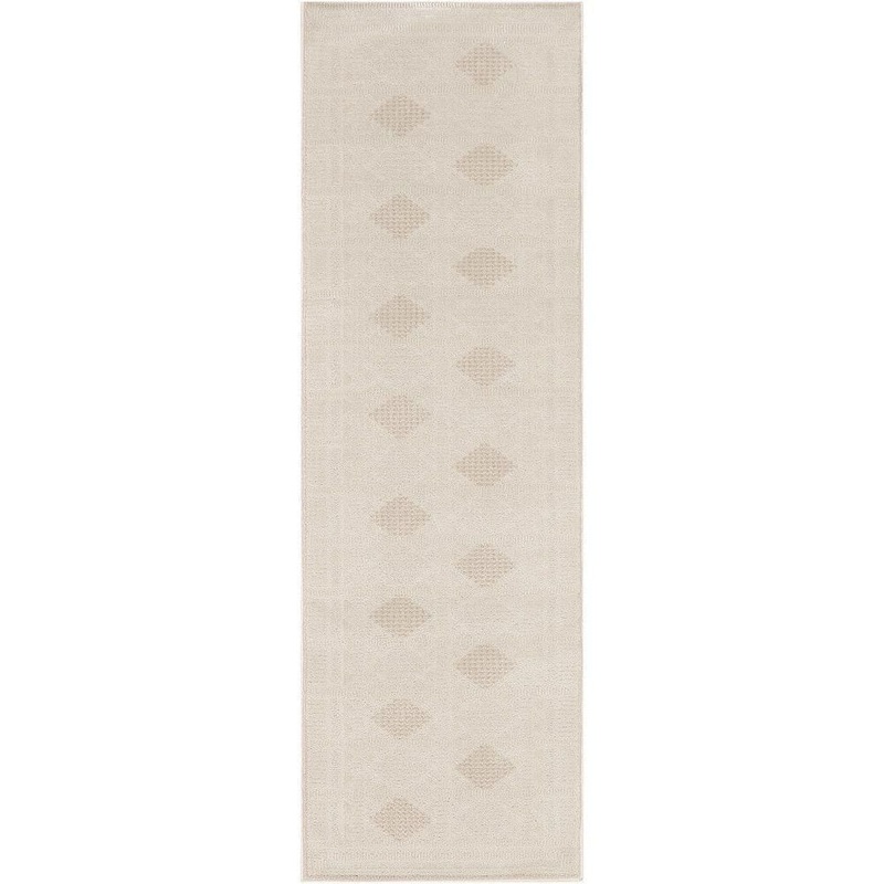 Nourison Nordic Ivory Beige 2 ft. x 6 ft. Geometric Contemporary Runner Area Rug 119983
