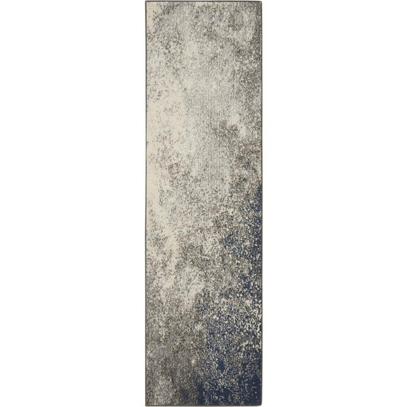 Nourison Passion Charcoal Ivory 2 ft. x 8 ft. Abstract Contemporary Kitchen Runner Area Rug 734419