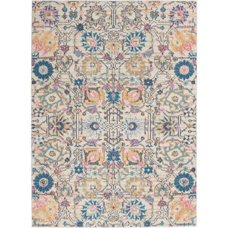 Nourison Passion Ivory/Multi 5 ft. x 7 ft. Floral Transitional Area Rug 477163
