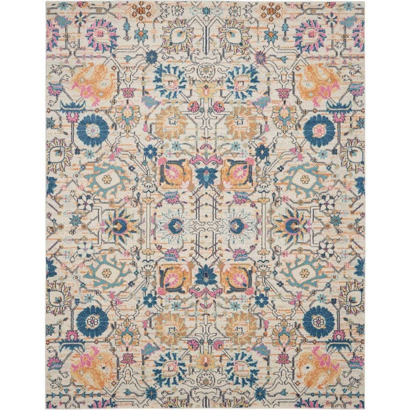 Nourison Passion Ivory/Multi 8 ft. x 10 ft. Floral Transitional Area Rug 477187