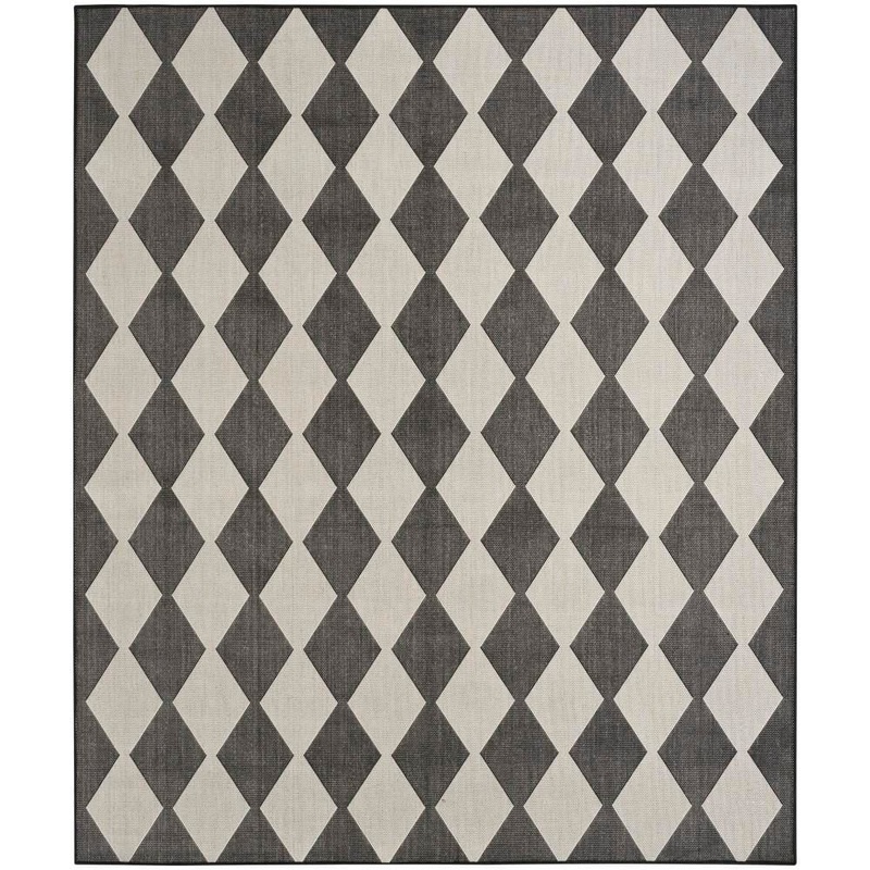 Nourison Positano Black 9 ft. x 12 ft. Diamond Contemporary Area Rug 938169