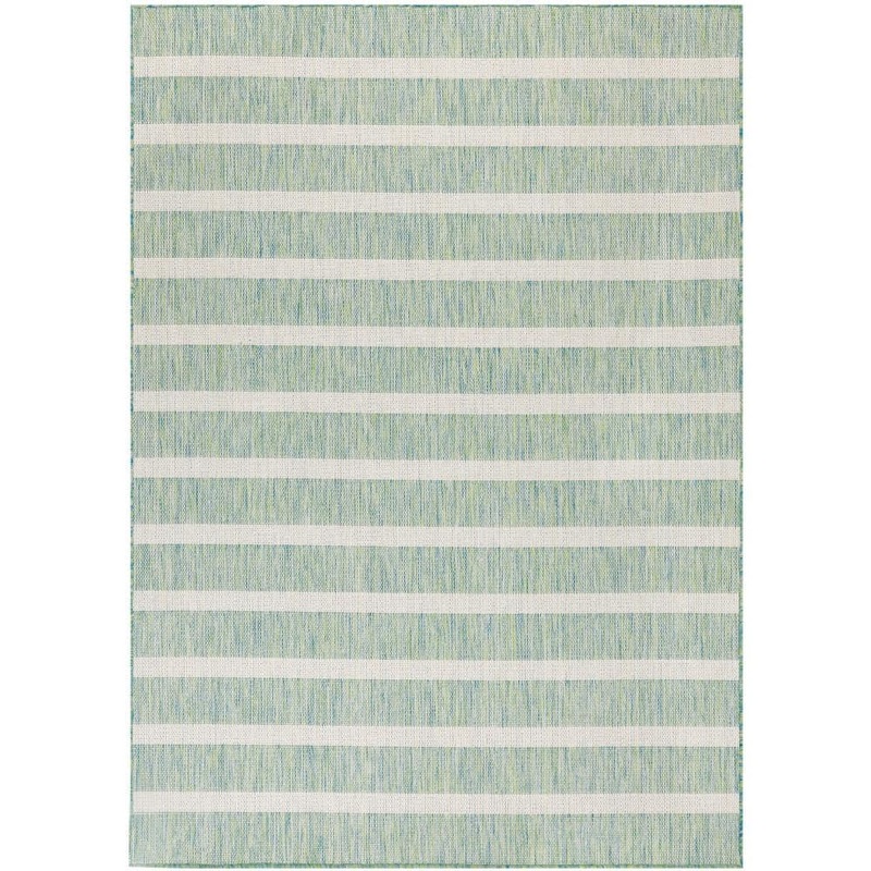 Nourison Positano Blue Green Ivory 9 ft. x 12 ft. Stripes Contemporary Area Rug 903488