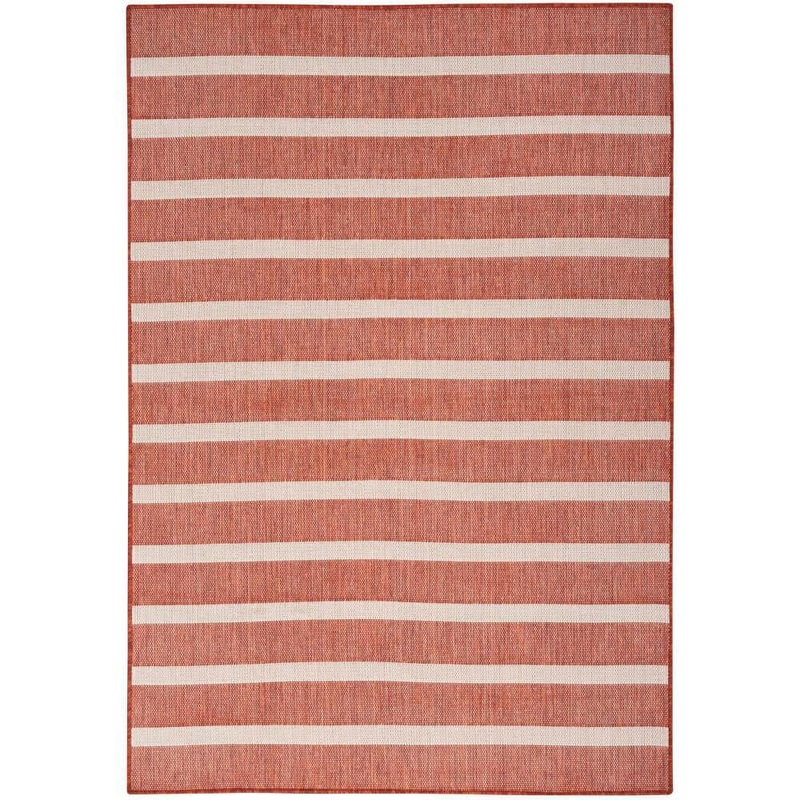 Nourison Positano Terracotta Ivory 4 ft. x 6 ft. Stripes Contemporary Area Rug 903877