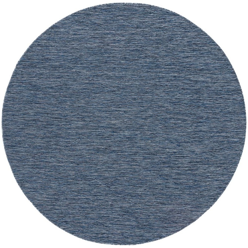 Nourison Practical Solutions Navy Blue 8 ft. x 8 ft. Diamond Contemporary Round Area Rug 939890