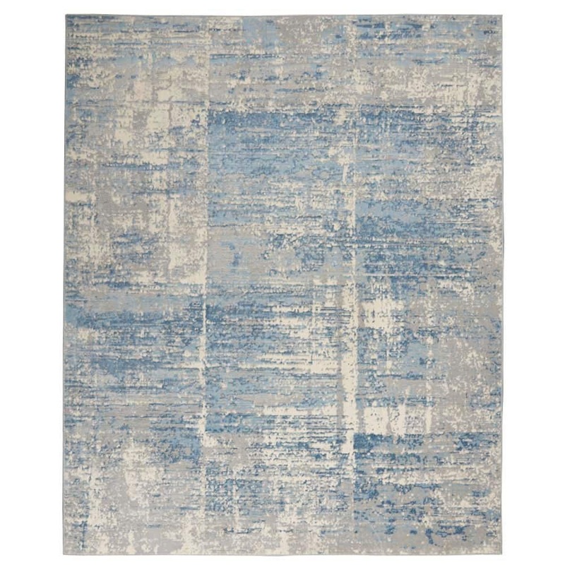 Nourison Solace Ivory/Grey/Blue 8 ft. x 10 ft. Abstract Contemporary Area Rug 756824