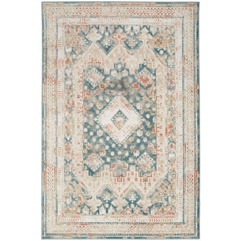 Nourison Thalia Green/Ivory 5 ft. x 7 ft. Modern Geometric Transitional Area Rug 078476