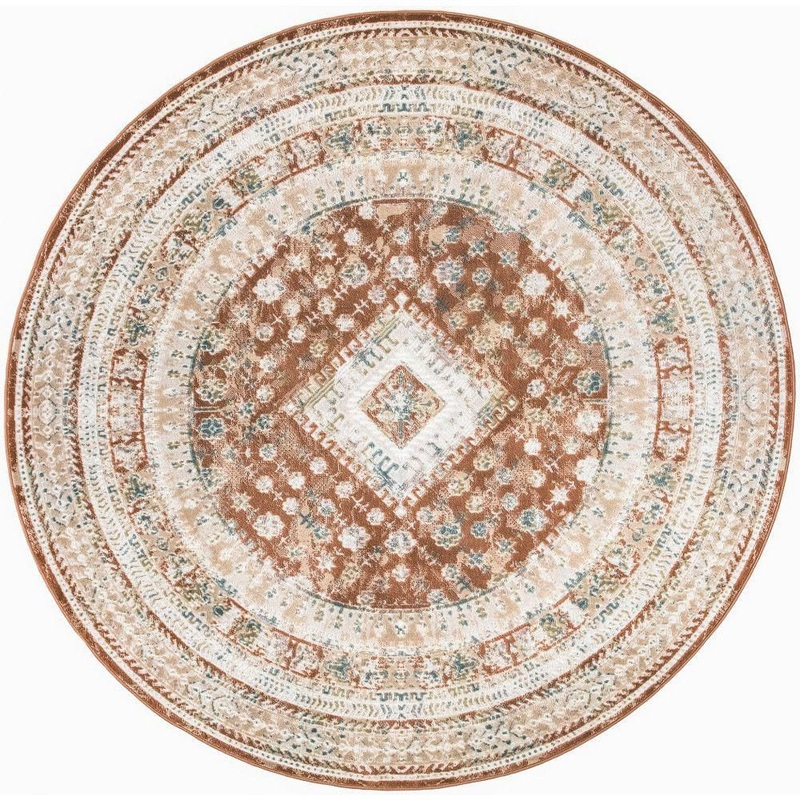 Nourison Thalia Rust Multicolor 8 ft. x 8 ft. All-over design Transitional Round Area Rug 920157