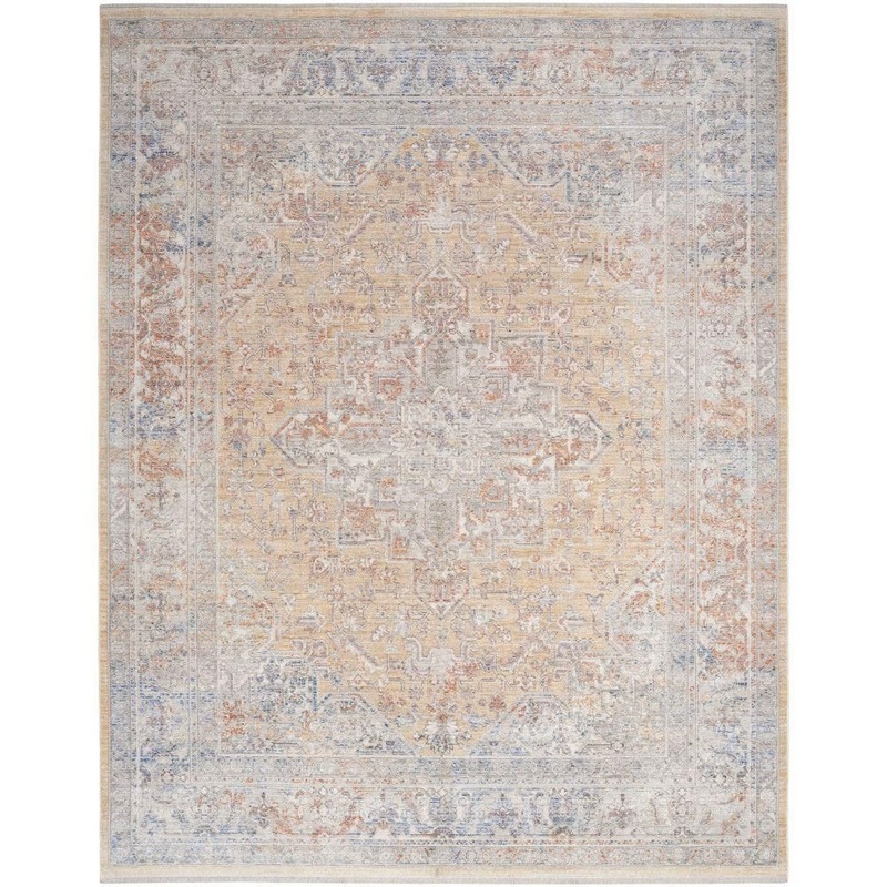Nourison Timeless Classics Grey Gold 9 ft. x 11 ft. Center medallion Traditional Area Rug 917409