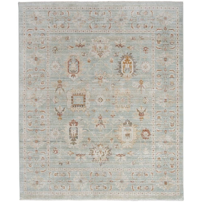 Nourison Traditional Home Mint 5 ft. x 8 ft. Distressed Traditional Area Rug 938800