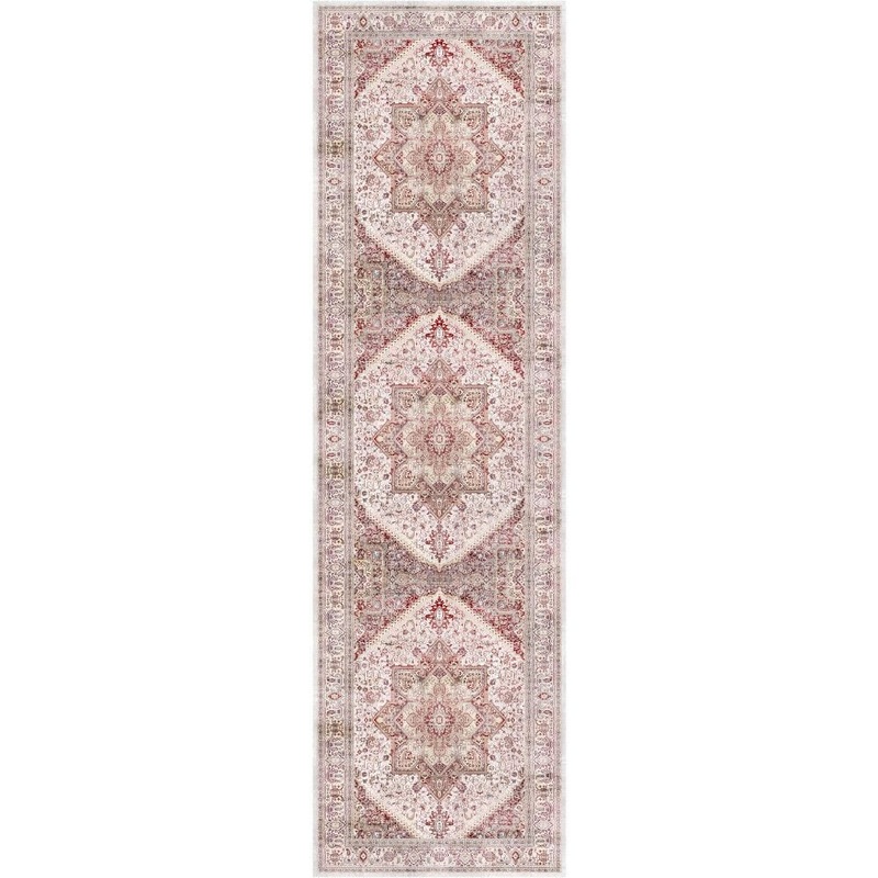 Nourison Vintage Home Ivory Red 2 ft. x 8 ft. Center medallion Traditional Runner Area Rug 931559