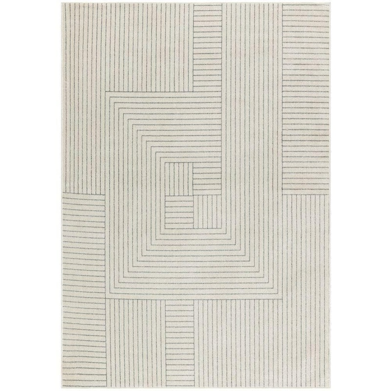 Nourison Washable Decor Cream Blue 9 ft. x 12 ft. Abstract Contemporary Area Rug 993106
