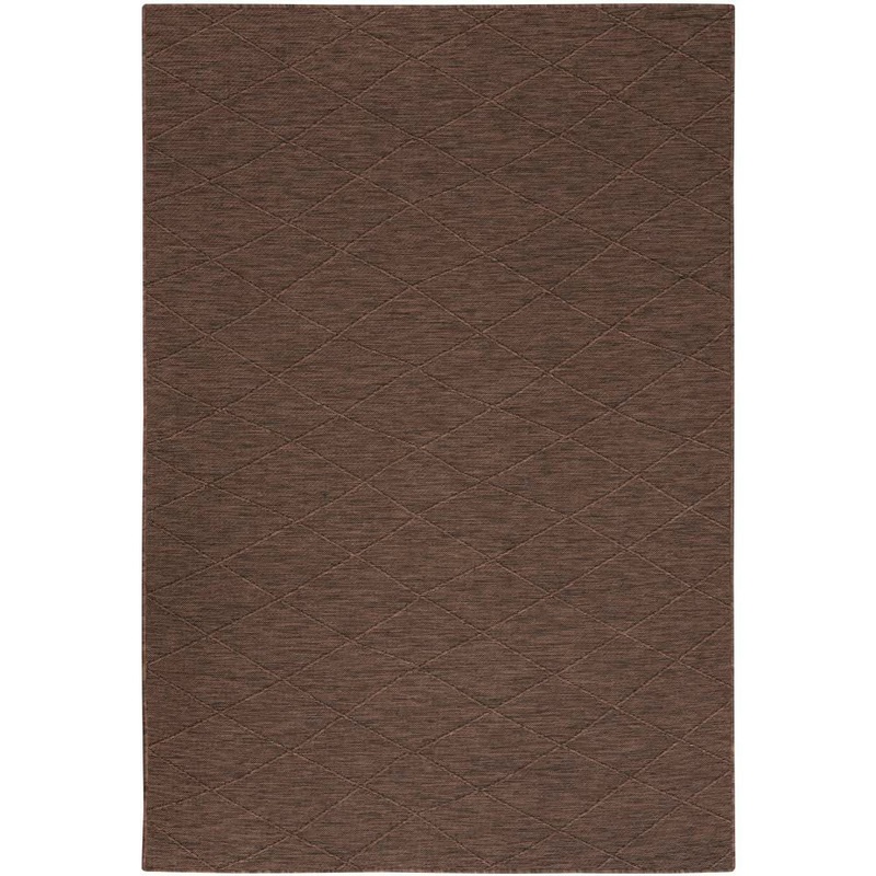 Nourison Washable Solutions Mocha 5 ft. x 7 ft. Diamond Contemporary Area Rug 910110