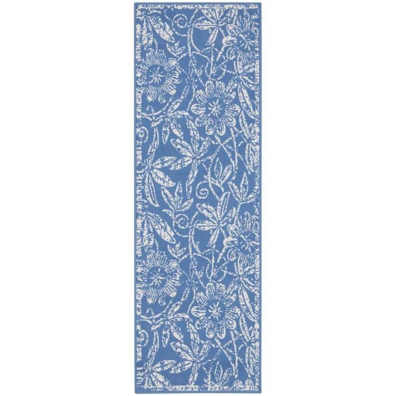 Nourison Whimsicle Blue 2 ft. x 6 ft. Floral French Country Contemporary Kitchen Runner Area Rug 831873