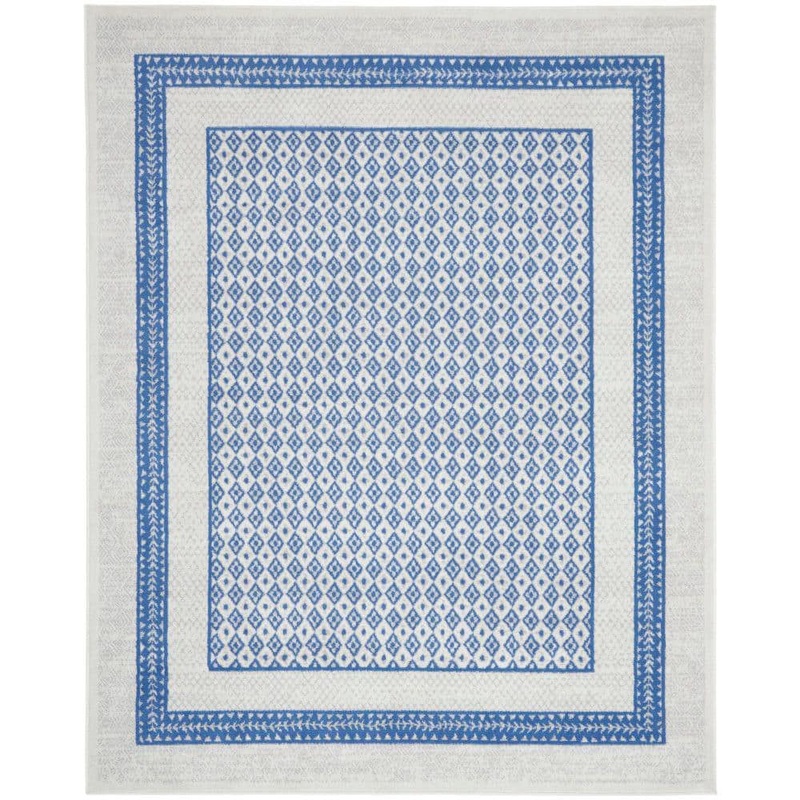 Nourison Whimsicle Ivory Blue 8 ft. x 10 ft. Geometric Contemporary Area Rug 834133