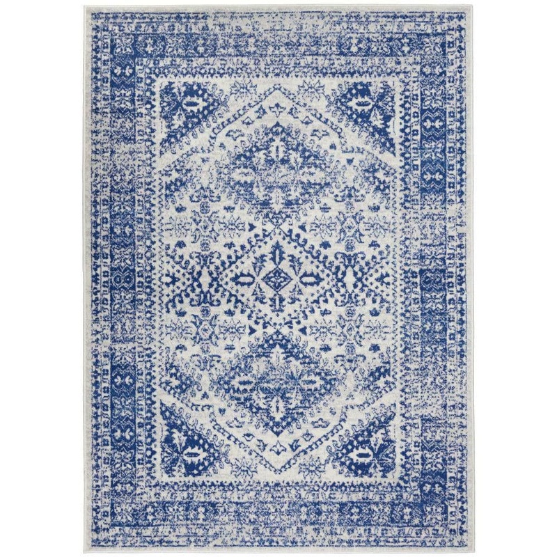 Nourison Whimsicle Ivory Navy 5 ft. x 7 ft. Geometric Bohemian Area Rug 834560