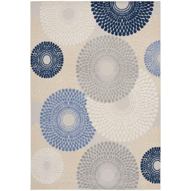 Nourison Aloha Blue/Grey 9 ft. x 12 ft. Medallion Contemporary Indoor/Outdoor Area Rug 167316