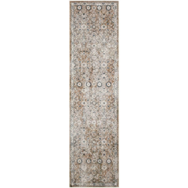Nourison Astra Machine Washable Gold Grey 2 ft. x 8 ft. Distressed Traditional Runner Area Rug 977953