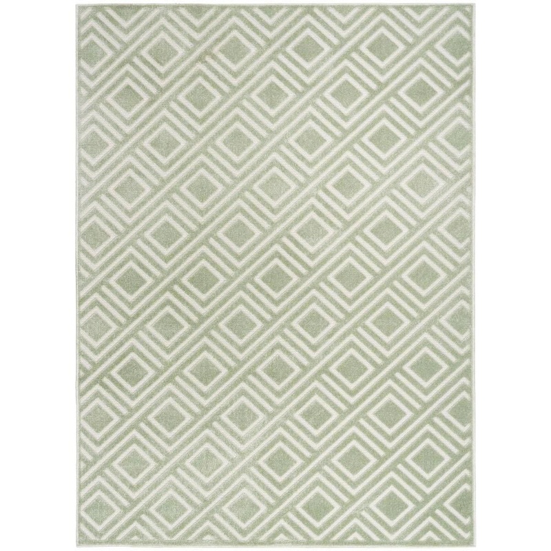 Nourison Casual Green 4 ft. x 6 ft. Checker Contemporary Area Rug 984227