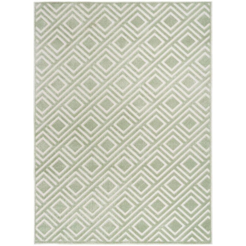 Nourison Casual Green 7 ft. x 9 ft. Checker Contemporary Area Rug 984241