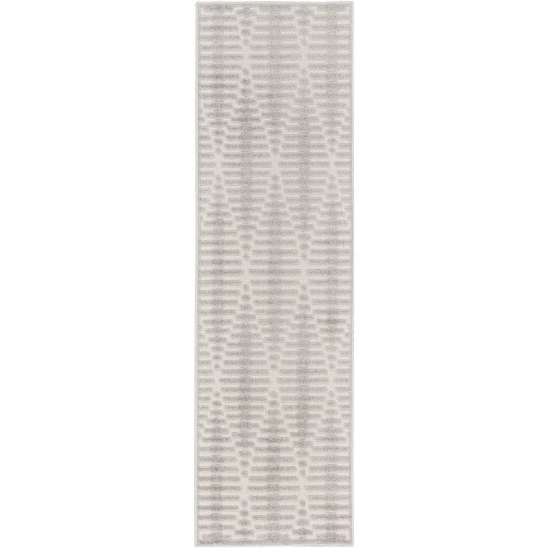 Nourison Casual Light Grey 2 ft. x 6 ft. Diamond Contemporary Runner Area Rug 983022