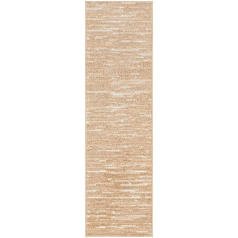 Nourison Casual Taupe 2 ft. x 6 ft. Abstract Contemporary Runner Area Rug 984944
