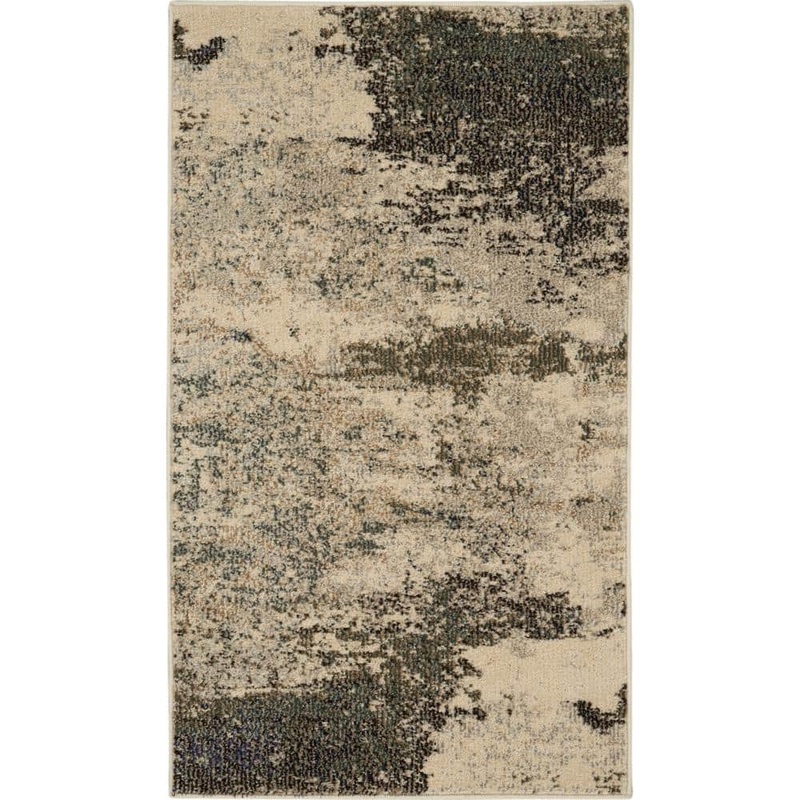 Nourison Celestial Ivory/Grey doormat 2 ft. x 4 ft. Abstract Modern Kitchen Area Rug 179289