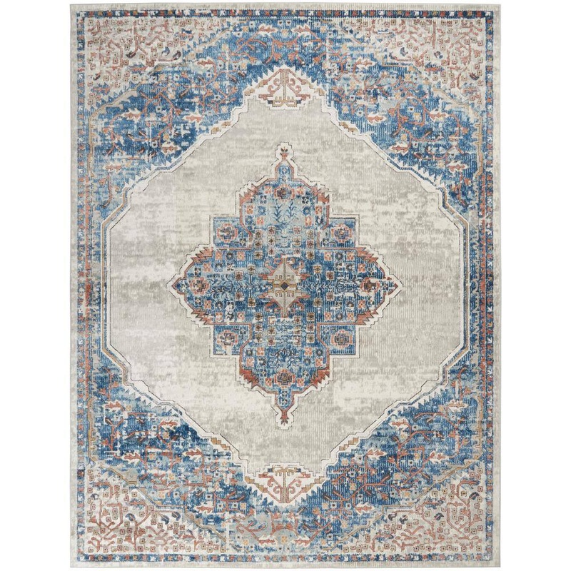 Nourison Concerto Blue/Grey 9 ft. x 12 ft. Border Traditional Area Rug 822444