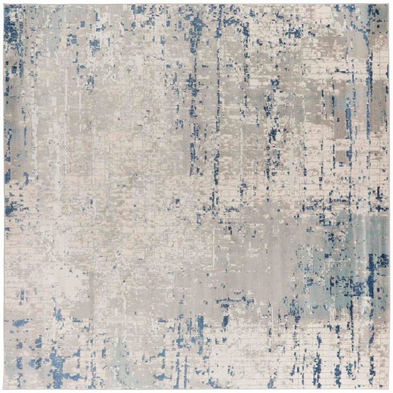 Nourison Concerto Ivory Grey Blue 8 ft. x 8 ft. Abstract Contemporary Square Area Rug 956392