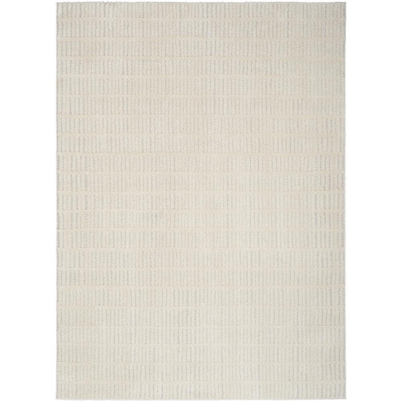 Nourison Cozy Modern Ivory Grey 5 ft. x 7 ft. Linear Contemporary Area Rug 942210