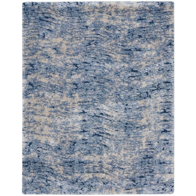 Nourison Dreamy Shag Light Blue 8 ft. x 10 ft. All-over design Contemporary Area Rug 893383