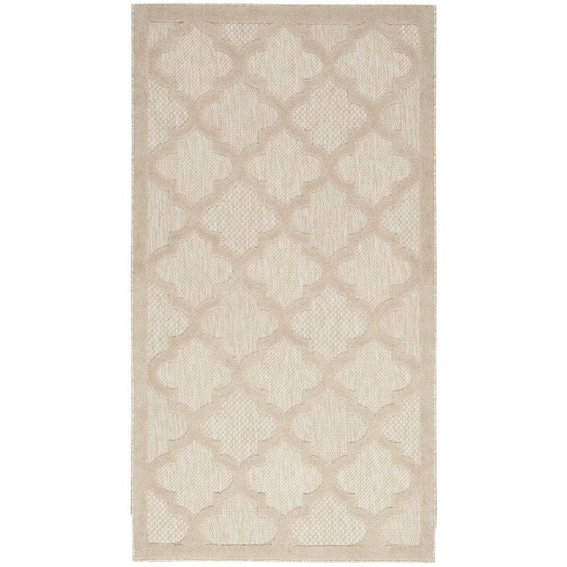 Nourison Easy Care Cream doormat 2 ft. x 4 ft. Trellis Contemporary Area Rug 945105