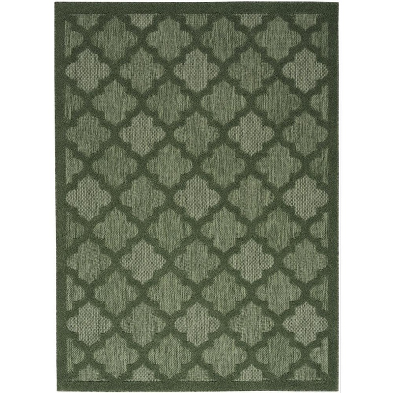 Nourison Easy Care Green 5 ft. x 7 ft. Trellis Contemporary Area Rug 945068