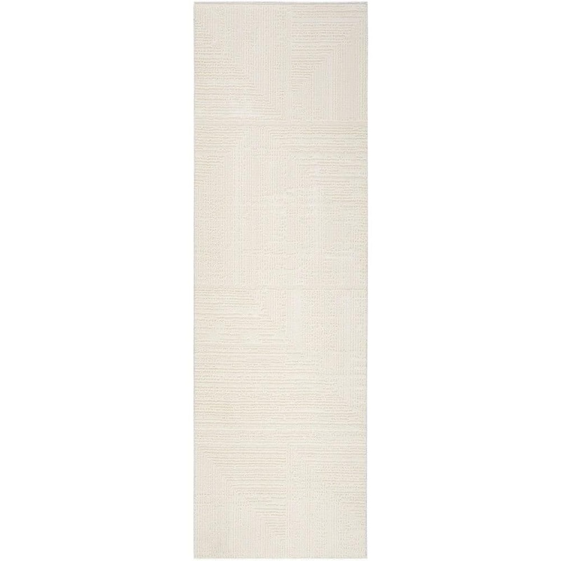 Nourison Eco-Friendly Ivory 2 ft. x 8 ft. Abstract Contemporary Runner Area Rug 966292