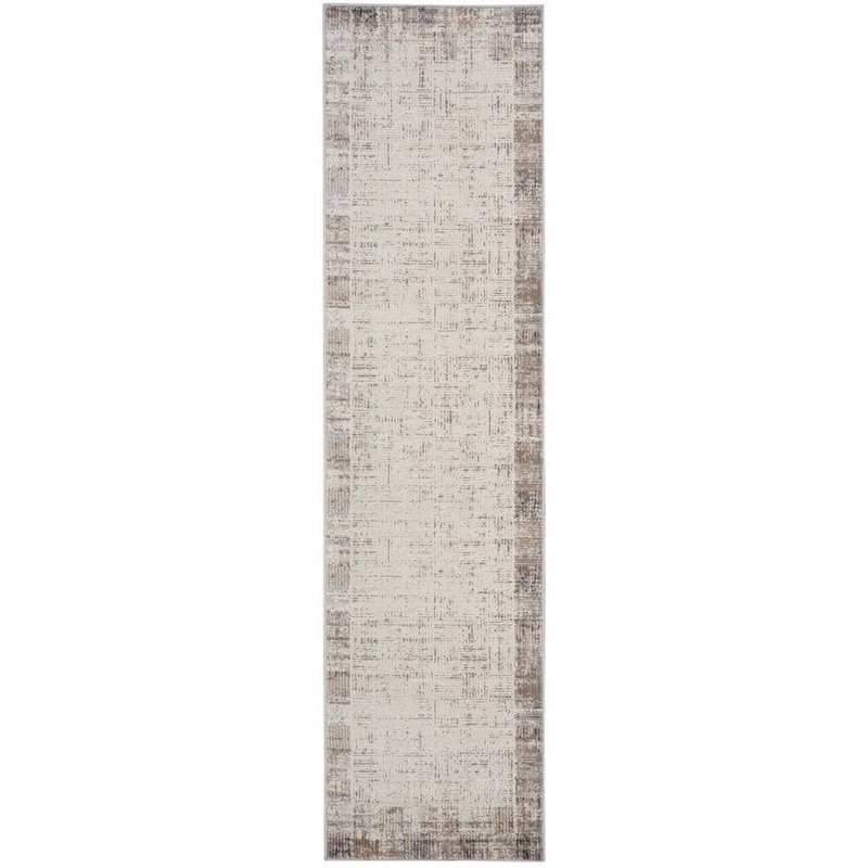 Nourison Elation Ivory Grey 2 ft. x 20 ft. All-over design Contemporary Runner Area Rug 060167