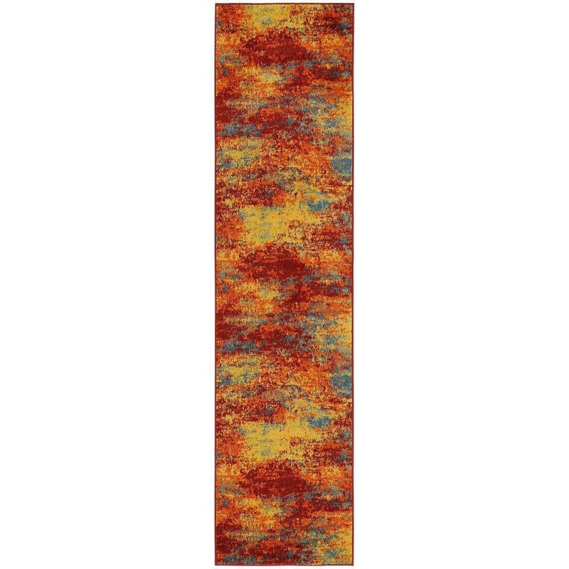 Nourison Essentials Flame 2 ft. x 6 ft. Abstract Contemporary Runner Area Rug 998552